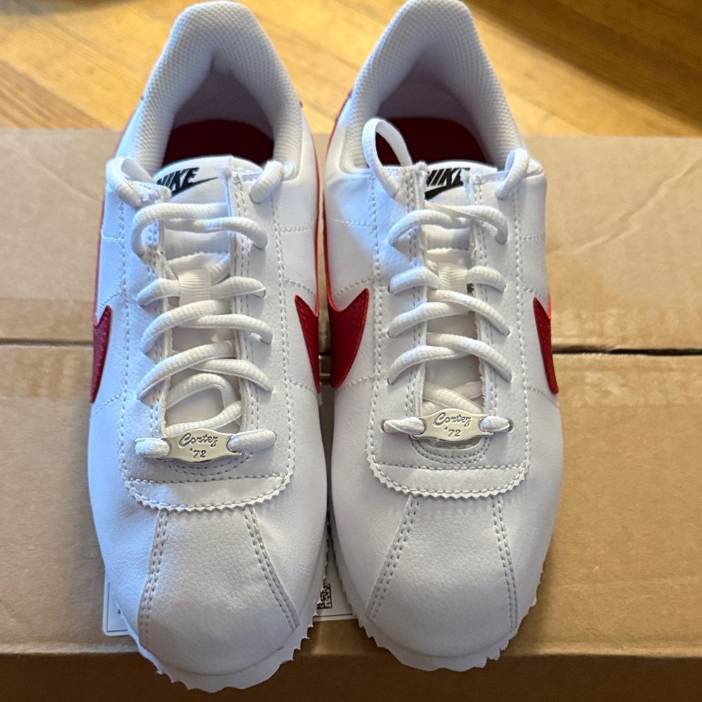 Nike White and Red Cortez Sneakers